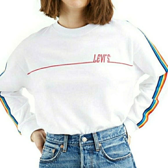 Levi's Tops - 🆕️Levi's Rainbow-Striped Cropped Sweatshirt